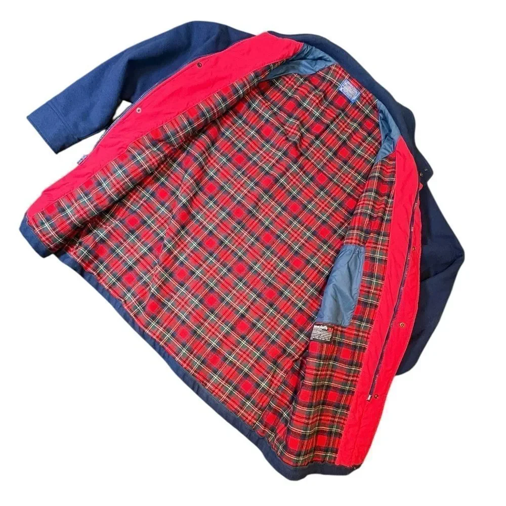 Pendleton Wool Jacket Thinsulate Lined Size XL Made in USA – Navy & Red Plaid